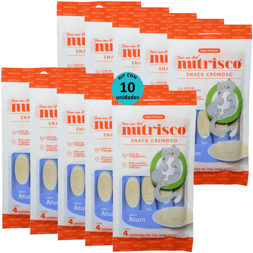 SNACK CREMOSO NUTRISCO GATOS ADULTOS 14G ATUM COM 4 UN - KIT COM 10
