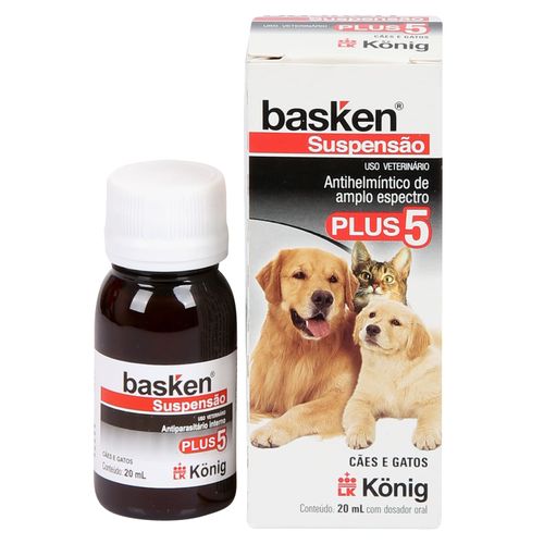 Vermífugo Basken Suspensão Plus 5 König 20ml p/ Cães e Gatos