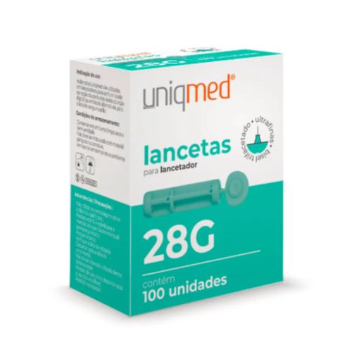 Lancetas 28g (caixa com 100 unidades) - Uniqmed Lancetas 28g (caixa com 100 unidades) - Uniqmed