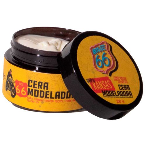 Cera Modeladora KANSAS Efeito Matte Route 66 Filtro UV 100g Viking Cera Modeladora KANSAS Efeito Matte Route 66 Filtro UV 100g Viking