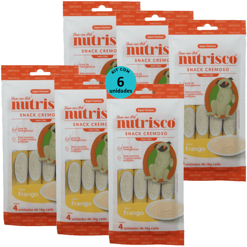 SNACK CREMOSO NUTRISCO CÃES 14G FRANGO COM 4 UN - KIT COM 6