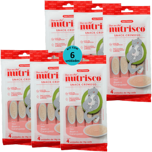 SNACK CREMOSO NUTRISCO GATOS 14G ATUM E CARANGUEJO COM 4 UN - KIT COM 6