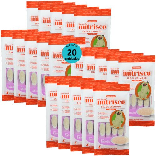 SNACK CREMOSO NUTRISCO CÃES 14G SALMÃO COM 4 UN - KIT COM 20