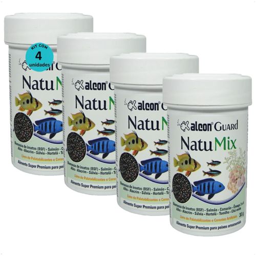 ALCON GUARD NATU MIX 30G PARA PEIXES ORNAMENTAIS KIT COM 4