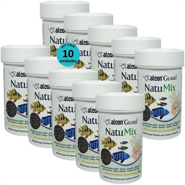 ALCON GUARD NATU MIX 30G PARA PEIXES ORNAMENTAIS KIT COM 10