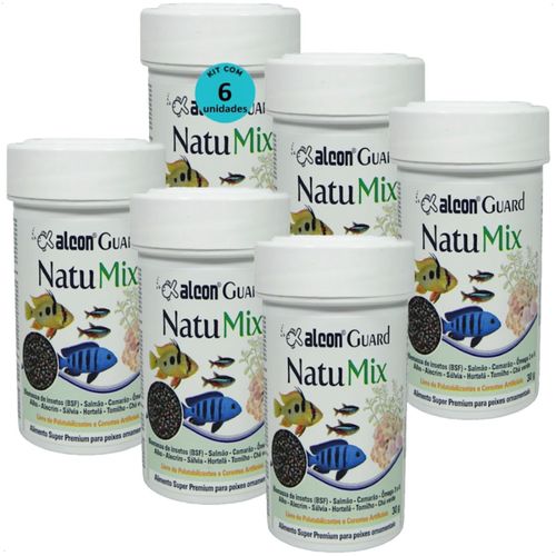 ALCON GUARD NATU MIX 30G PARA PEIXES ORNAMENTAIS KIT COM 6