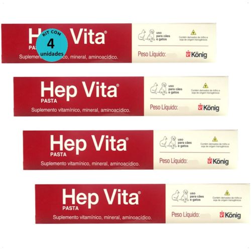 SUPLEMENTO ALIMENTAR PARA CÃES E GATOS HEP VITA 30G KONIG KIT COM 4 SUPLEMENTO ALIMENTAR PARA CÃES E GATOS HEP VITA 30G KONIG KIT COM 4