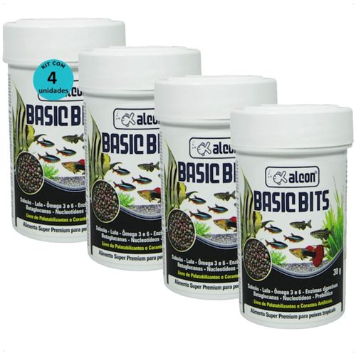 ALCON BASIC BITS 30G PARA PEIXES TROPICAIS KIT COM 4