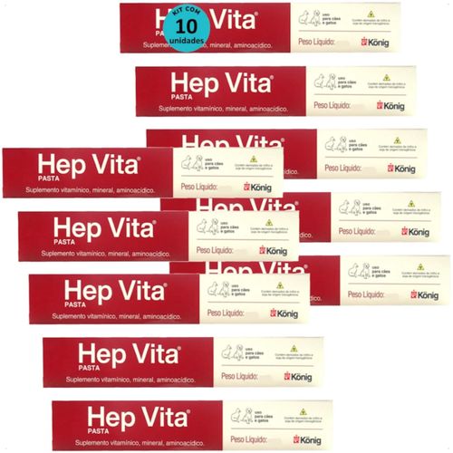 SUPLEMENTO ALIMENTAR PARA CÃES E GATOS HEP VITA 30G KONIG KIT COM 10