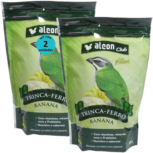 ALCON CLUB TRINCA-FERRO BANANA 500G KIT COM 2 RAÇÃO PARA PÁSSAROS