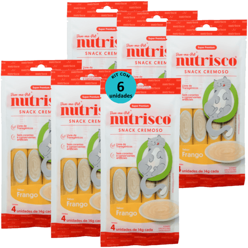 SNACK CREMOSO NUTRISCO GATOS ADULTOS 14G FRANGO COM 4 UN - KIT COM 6 SNACK CREMOSO NUTRISCO GATOS ADULTOS 14G FRANGO COM 4 UN - KIT COM 6