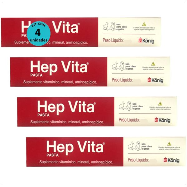SUPLEMENTO ALIMENTAR PARA CÃES E GATOS HEP VITA 15G KONIG KIT COM 4