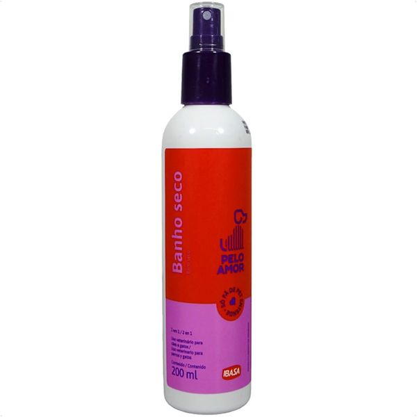 BANHO A SECO IBASA 200ML PELO AMOR HIGIENIZADOR E NEUTRALIZADOR DE ODORES PARA CÃES E GATOS