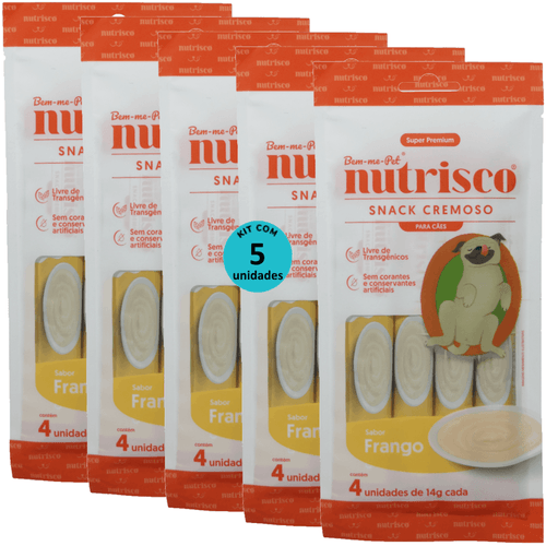 SNACK CREMOSO NUTRISCO CÃES 14G FRANGO COM 4 UN - KIT COM 5