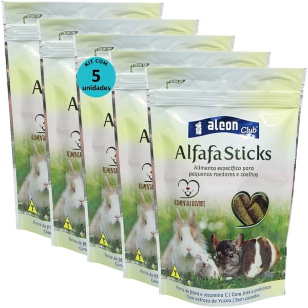 ALCON CLUB ALFAFA STICKS 70G KIT COM 5 PARA ROEDORES HAMSTER CHINCHILA PORQUINHO DA ÍNDIA GERBIL COELHO TOPOLINO