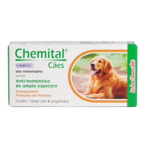 Vermífugos Chemital Cães Chemitec c/ 4 Comprimidos
