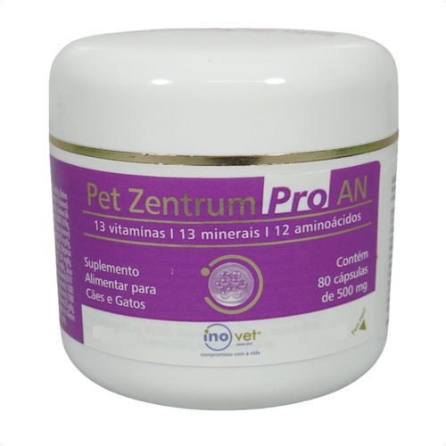PET ZENTRUM PRO AN COM 80 CÁPSULAS DE 500MG PARA CÃES E GATOS INOVET PET ZENTRUM PRO AN COM 80 CÁPSULAS DE 500MG PARA CÃES E GATOS INOVET