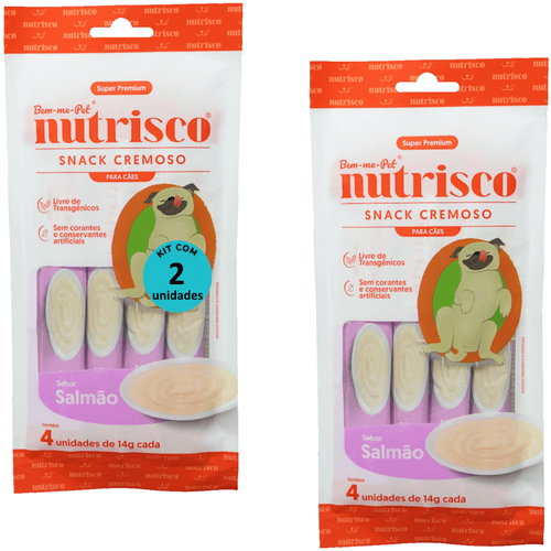 SNACK CREMOSO NUTRISCO CÃES 14G SALMÃO COM 4 UN - KIT COM 2 SNACK CREMOSO NUTRISCO CÃES 14G SALMÃO COM 4 UN - KIT COM 2