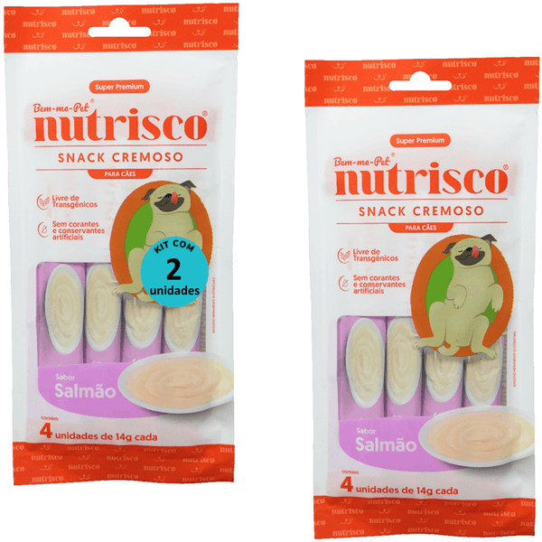 SNACK CREMOSO NUTRISCO CÃES 14G SALMÃO COM 4 UN - KIT COM 2