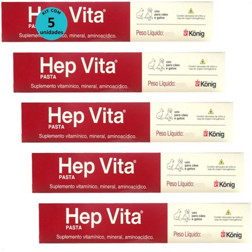 SUPLEMENTO ALIMENTAR PARA CÃES E GATOS HEP VITA 30G KONIG KIT COM 5