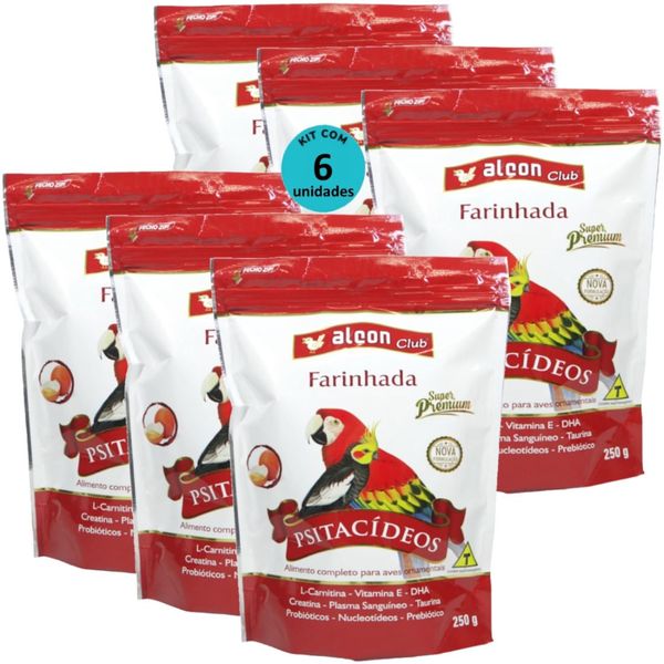ALCON CLUB FARINHADA PSITACÍDEOS 250G SUPER PREMIUM KIT COM 6