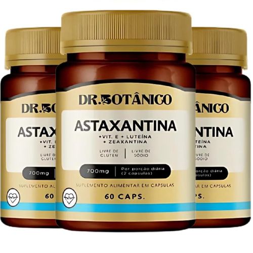KIT 3 ASTAXANTINA (VIT. E + LUTEINA + ZEAXANTINA) 700MG 60 CAPS DR. BOTANICO