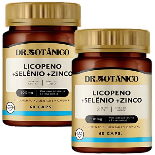 KIT 2 LICOPENO + SELENIO + ZINCO 500MG 60CAPS DR. BOTANICO KIT 2 LICOPENO + SELENIO + ZINCO 500MG 60CAPS DR. BOTANICO