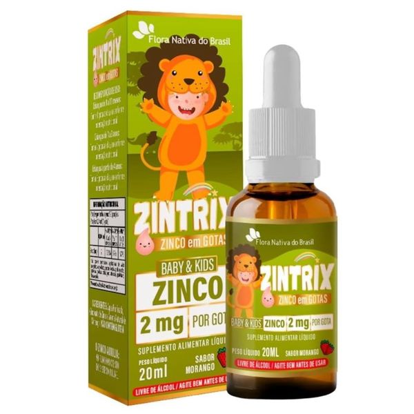 ZINTRIX KIDS ZINCO GTS 20ML SAB MORANGO FLORA NATIVA