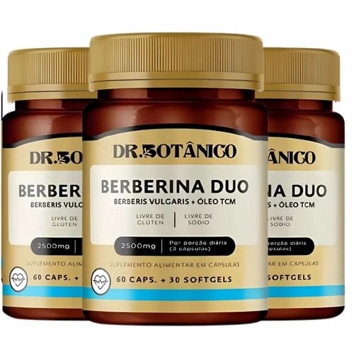 KIT 03 BERBERINA DUO 2500MG 60 CAPS 30 SOFT - DR. BOTÂNICO