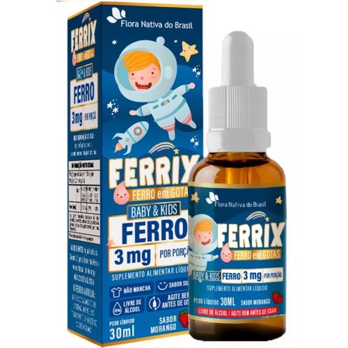FERRIX KIDS FERRO GTS 30ML SAB MORANGO FLORA NATIVA FERRIX KIDS FERRO GTS 30ML SAB MORANGO FLORA NATIVA