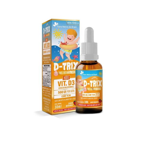 D-TRIX KIDS VITAMINA D GTS 30ML SAB MORANGO FLORA NATIVA
