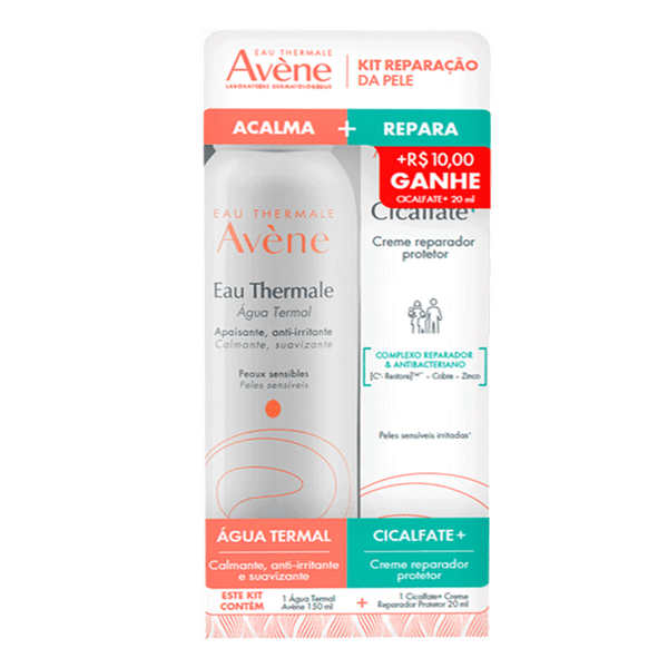 Kit Água Termal Avène 150ml Spray + Creme Reparador Cicalfate+ 20ml