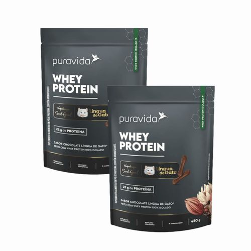 2x Whey Protein Isolado - Língua De Gato - Puravida - 450g Lingua de Gato
