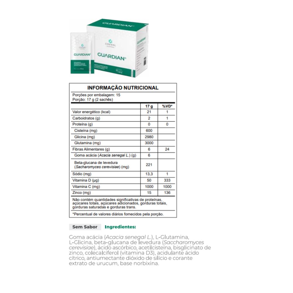 Guardian 8,5g- 30 Sachês - Central Nutrition - Sem Sabor