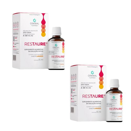 2x Restaure Central Nutrition 15ml- Vitamina A- D3- E- K2 sem sabor