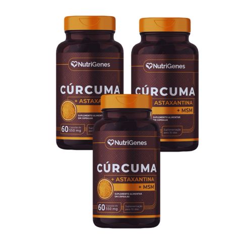 3x Cúrcuma + Msm + Astaxantina- 500mg- 60 caps.- Nutrigenes Sem Sabor
