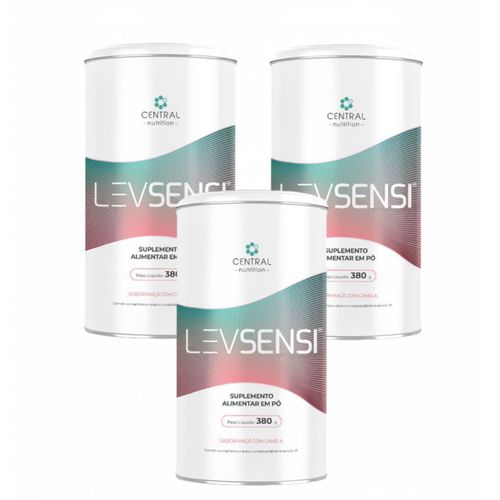 3x LEVSENSI - Central Nutrition- 380g- Sabor Maçã com Canela Sem Sabor
