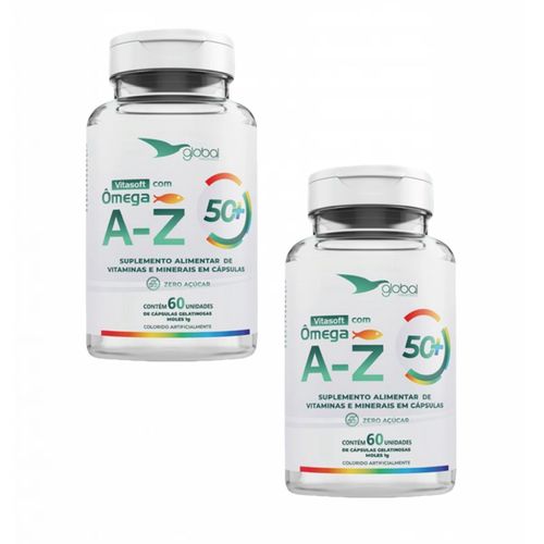 2x Vitasoft A- Z + Ômega - Polivitamínico Global Suplementos Sem Sabor