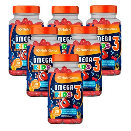 6x Ômega 3 Kids - 30 Caps. Mastigáveis - Nutrigenes Sem Sabor 6x Ômega 3 Kids - 30 Caps. Mastigáveis - Nutrigenes Sem Sabor