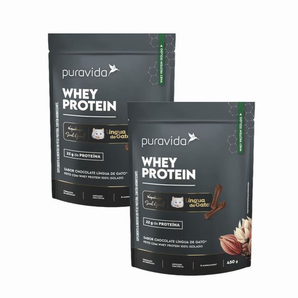 2x Whey Protein Isolado - Língua De Gato - Puravida - 450g Lingua de Gato
