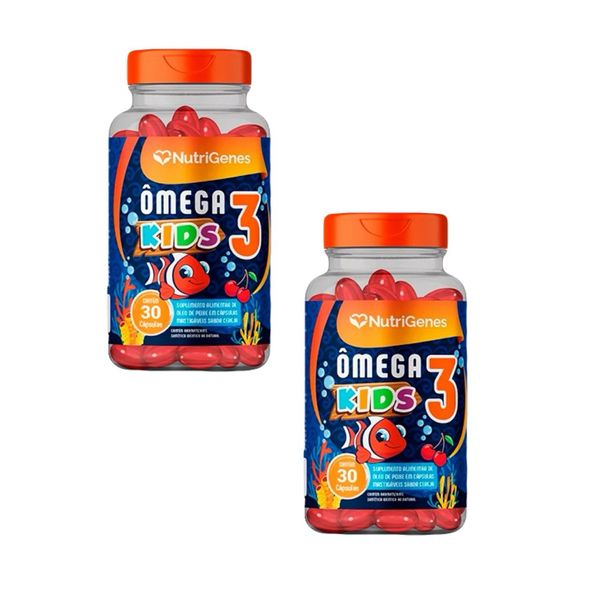 2x Ômega 3 Kids - 30 Caps. Mastigáveis - Nutrigenes Sem Sabor