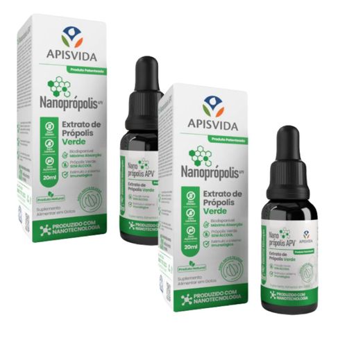 2x Nanoprópolis- Extrato de Própolis Verde- 20ml- Apis Vida Sem Sabor 2x Nanoprópolis- Extrato de Própolis Verde- 20ml- Apis Vida Sem Sabor
