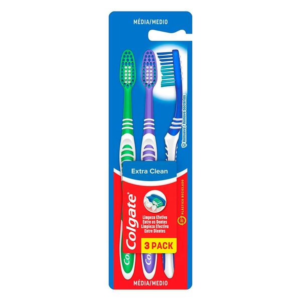 Kit Escova Dental Colgate Extra Clean 3 Unidades