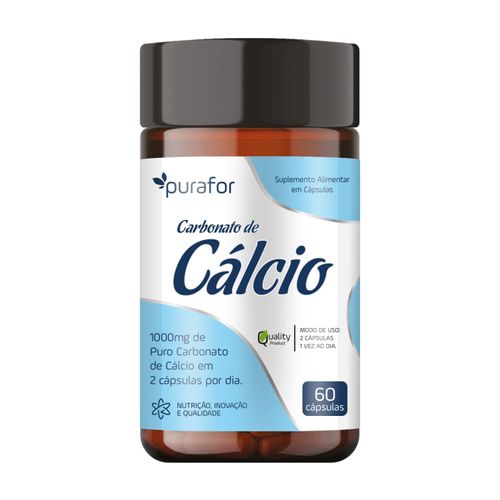 Carbonato de Cálcio 500mg 60 Cápsulas – Purafor