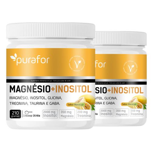 Kit 2x Magnésio com Inositol, Glicina, Taurina, Treonina e GABA – 210g Purafor Kit 2x Magnésio com Inositol, Glicina, Taurina, Treonina e GABA – 210g Purafor