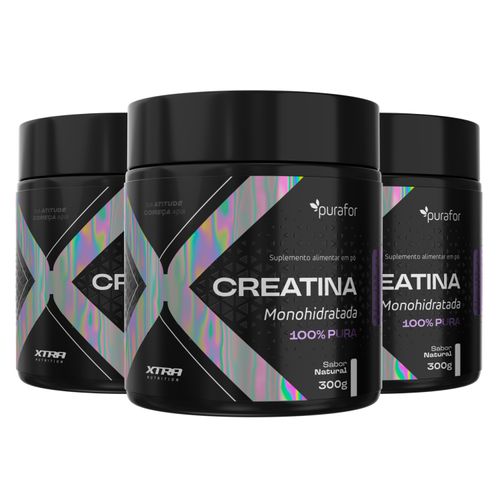 Kit 3 Creatina XTRA NUTRITION 100% Pura 300g Purafor – Força, Potência e Desempenho