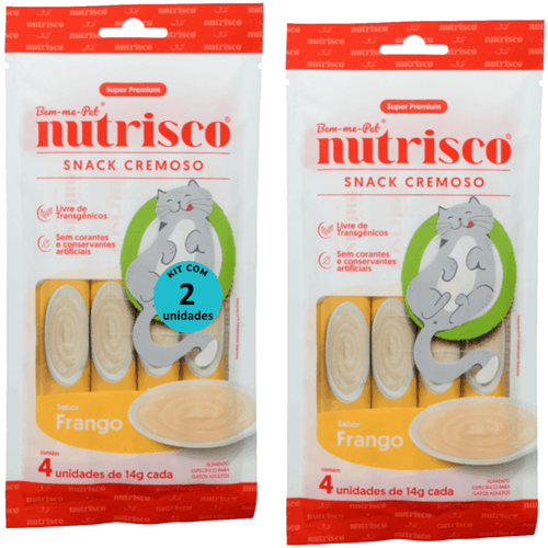 SNACK CREMOSO NUTRISCO GATOS ADULTOS 14G FRANGO COM 4 UN - KIT COM 2 SNACK CREMOSO NUTRISCO GATOS ADULTOS 14G FRANGO COM 4 UN - KIT COM 2