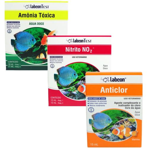 ALCON KIT TESTE AQUÁRIO DOCE - AMÔNIA - NITRITO - ANTICLOR