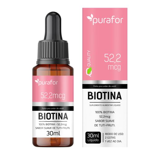 BIOTINA EM GOTAS 30ML 52,2mcg CABELO E PELE - PURAFOR QUALITY BIOTINA EM GOTAS 30ML 52,2mcg CABELO E PELE - PURAFOR QUALITY
