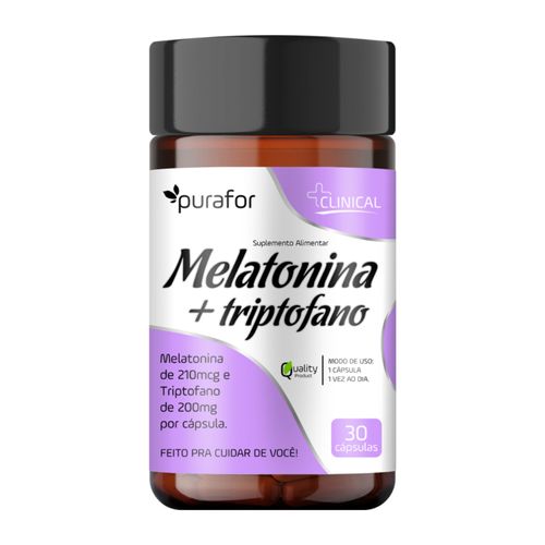 Melatonina + Triptofano 210mcg/200mg 30 caps - Suplemento para Sono e Bem-Estar Purafor Melatonina + Triptofano 210mcg/200mg 30 caps - Suplemento para Sono e Bem-Estar Purafor